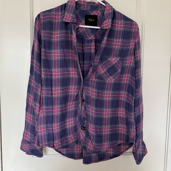 Rails Hunter Button Down Shirt Plaid Wisteria Pink & Aqua Blue Size Medi… - Picture 2 of 11